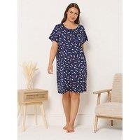 Yours Curve Sweets Placket Nightdress - Blue