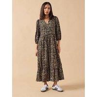 Pixiegirl Petite Animal Print Midi Dress - Brown