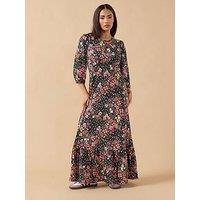 Pixiegirl Petite Spot And Floral Maxi Dress - Black