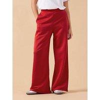 Pixiegirl Petite Loop Back Wide Leg Jogger - Red