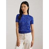 Lauren By Ralph Lauren Eyelah Short Sleeve Paisley Jumper - Blue