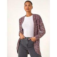 Roman Speckled Popcorn Knit Cardigan - Mauve
