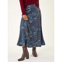 Roman Ditsy Floral Print Stretch Skirt - Denim