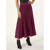 Roman Petite Metallic Knit Midi Skirt - Wine
