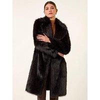 Roman Premium Faux Fur Coat - Black