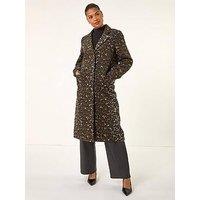Roman Animal Print Formal Pocket Coat - Brown