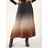 Roman Ombre Pleated Stretch Skirt - Mocha