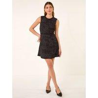 Roman Textured Trim Detail Stretch Dress - Black