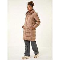 Roman Longline Padded Hooded Coat - Mocha