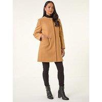 Roman Petite Patch Pocket Buttoned Coat - Camel