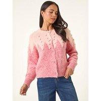Roman Petite Bobble Buttoned Knit Cardigan - Pink