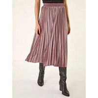 Roman Velvet Pleated Midi Skirt - Rose