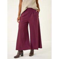 Roman Wide Leg Premium Stretch Culottes - Aubergine