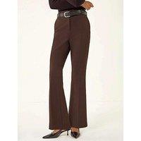 Roman Short Bootcut Stretch Trousers - Dark Brown