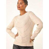 Roman Hotfix Line Knit Jumper - Tan