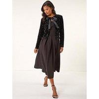 Roman Sequin Bow Front Jacket - Black