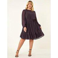 Roman Curve Hotfix Tie Waist Midi Dress - Plum