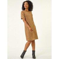Roman Petite Suedette Shift Dress - Tan