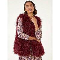 Roman Longline Faux Fur Gilet - Burgundy