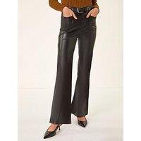 Roman Faux Leather Bootcut Trouser - Black