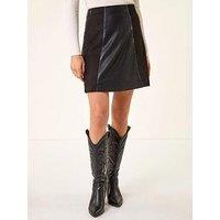 Roman Suedette Mix Stretch Skirt - Black