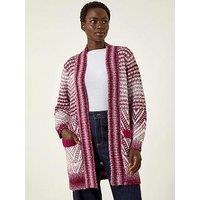 Roman Jacquard Knit Cardigan - Red