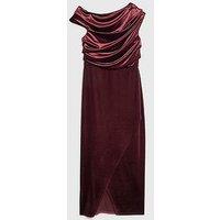 River Island Petite Velvet Drape Midi Dress - Purple