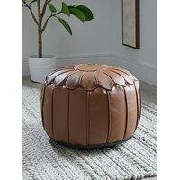 Very Home Moroccan Distressed Leather Pouffe