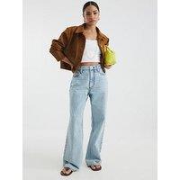 River Island Petite Relaxed Straight Bieber Jeans - Blue