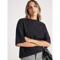 River Island Short Sleeve Neoprene Hotfix T-Shirt - Black