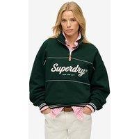 Superdry Country Club Loose 1/4 Zip - Enamel Green