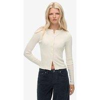 Superdry Essential Rib Cardigan - Desert Bone Off White