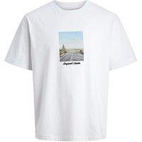 Jack & Jones Junior Boys Photo Print Short Sleeve T-Shirt - Bright White