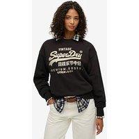 Superdry Embellished Vl Loose Crew - Bison - Black