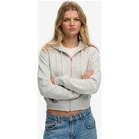 Superdry Essential Logo Cropped Zip Hoodie - Glacier Marl