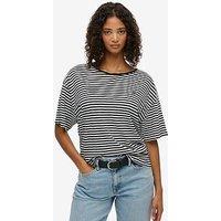 Superdry Studios Dropped Shoulder Tee - Black/White Stripe