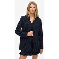 Superdry Pinstripe Boyfriend Blazer - Pinstripe - Navy