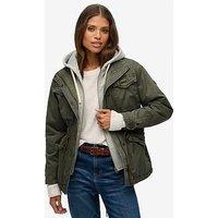 Superdry Jersey Hood Borg Military Jacket - Chive Green