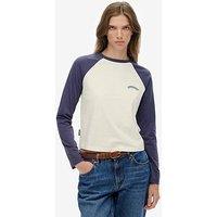 Superdry Essential Logo Baseball Top - Mariner /Desert Bone Off White