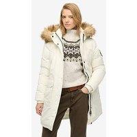 Superdry Everest Faux Fur Parka Jacket - Off White
