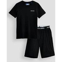 Jack & Jones Junior Boys Everest Short Sleeve T-Shirt Shorts Pyjamas - Black