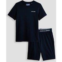 Jack & Jones Junior Boys Everest Short Sleeve T-Shirt Shorts Pyjamas - Navy Blazer