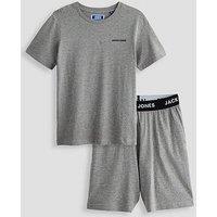 Jack & Jones Junior Boys Everest Short Sleeve T-Shirt Shorts Pyjamas - Grey