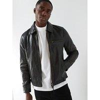 Allsaints All Saints Miller Zip Through Leather Jacket - Black