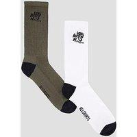 Allsaints All Saints Orlando 2 Pack Crew Socks - Khaki/White