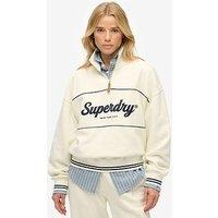 Superdry Country Club Loose 1/4 Zip Sweatshirt - Off White