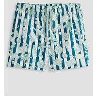 Jack & Jones Junior Boys Stripe Printed Swim Shorts - Granite Green