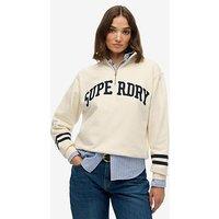 Superdry Athletic Essentials Applique Half Zip - Desert Bone Off White