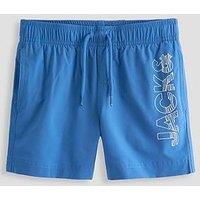 Jack & Jones Mini Younger Boys Wave Logo Swim Shorts - Delft Blue