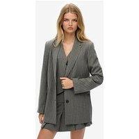 Superdry Pinstripe Boyfriend Blazer - Pinstripe Grey